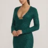 Arlowe minijurk met versierde col in blauwgroen
