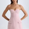Arta strapless gestructureerde tulpvormige minijurk in roze mauve