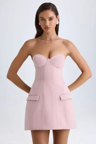 Arta strapless gestructureerde tulpvormige minijurk in roze mauve