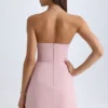 Arta strapless gestructureerde tulpvormige minijurk in roze mauve