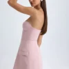 Arta strapless gestructureerde tulpvormige minijurk in roze mauve