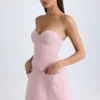 Arta strapless gestructureerde tulpvormige minijurk in roze mauve