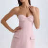 Arta strapless gestructureerde tulpvormige minijurk in roze mauve