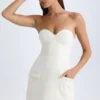 Arta strapless gestructureerde tulpvormige minijurk in vanille