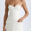 Arta strapless gestructureerde tulpvormige minijurk in vanille