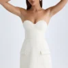 Arta strapless gestructureerde tulpvormige minijurk in vanille