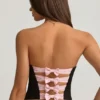 Audrina korset-top met uitsnijdingen en strikdetail in zwart