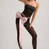 Audrina korset-top met uitsnijdingen en strikdetail in zwart