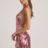 Avenza minijurk met pailletten en halternek in roze