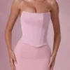 Avielle satijnen corset bruidsmeisjesjurk in blushroze
