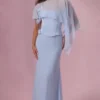 Avielle satijnen korset bruidsmeisjesjurk in poederblauw
