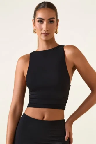 Aya Modal tanktop met boothals in zwart