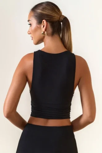 Aya Modal tanktop met boothals in zwart