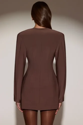 Azelie minijurk met blazer in chocoladebruin