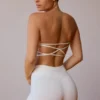 Bandeau-bh met gekruiste bandjes in zacht wit