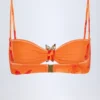 Baracoa bikinitop met halternek en metalen details in oranje orchideeënprint