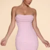 Basel versierde strapless mini-jurk met cowl-hals in blush