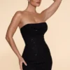 Basel versierde strapless mini-jurk met cowl-hals in zwart