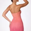 Basel versierde strapless minijurk in rood en oranje ombré