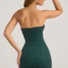 Basel versierde strapless minijurk met cowl-hals in smaragdgroen