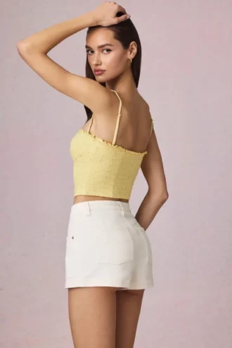Beata A-lijn short met hoge taille in ecru was