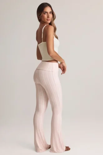 Bebe Modal omgeslagen broek met middelhoge taille en uitlopende pijpen in streepjesprint