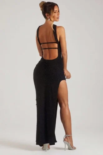 Belgravia versierde bandeau maxi-jurk in zwart