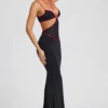 Bella Contrast Binding Cut Out Avondjurk in Zwart