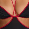 Bella Contrast Binding Cut Out Avondjurk in Zwart