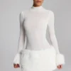 Belladonna minijurk met col en imitatiebont in wit