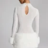 Belladonna minijurk met col en imitatiebont in wit