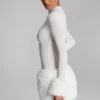 Belladonna minijurk met col en imitatiebont in wit