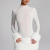 Belladonna minijurk met col en imitatiebont in wit