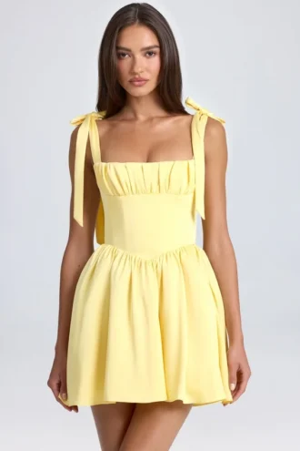 Bellamy gedrapeerde mini-corsetjurk in Lemon Sherbet