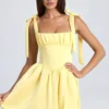 Bellamy gedrapeerde mini-corsetjurk in Lemon Sherbet