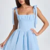 Bellamy gedrapeerde mini-corsetjurk in poederblauw