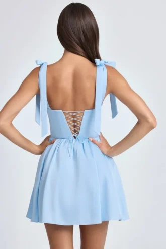 Bellamy gedrapeerde mini-corsetjurk in poederblauw