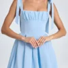 Bellamy gedrapeerde mini-corsetjurk in poederblauw
