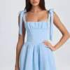 Bellamy gedrapeerde mini-corsetjurk in poederblauw