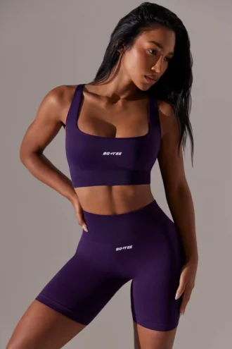 Bikerbroekje met hoge taille en super sculpt-effect in paars