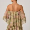Birdie minijurk met ruches en blote schouders in bloemenprint