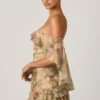 Birdie minijurk met ruches en blote schouders in bloemenprint