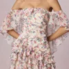 Birdie off-shoulder minijurk met ruches in primrose bloemenprint
