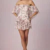 Birdie off-shoulder minijurk met ruches in primrose bloemenprint
