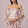Birdie off-shoulder minijurk met ruches in primrose bloemenprint