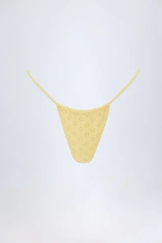 Bosa bikinibroekjes met trekkoord en broderie anglaise in citroengeel