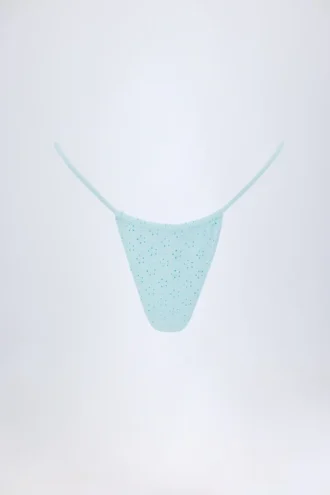Bosa bikinibroekjes met trekkoord en broderie anglaise in poederblauw