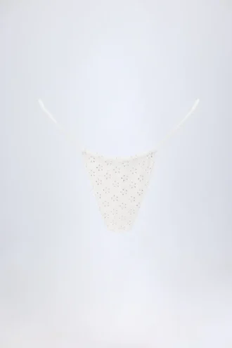 Bosa bikinibroekjes met trekkoord in broderie anglaise in wit