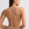 Bralette met ronde hals van badstof in mokkabruin