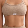 Bralette met ronde hals van badstof in mokkabruin